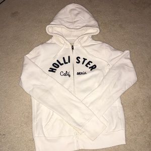 Hollister white zip up